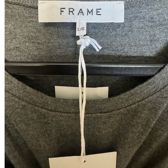 Frame NWT Shirred Muscle Dress Wrap Pull On Curve Hugging Mini Gray Size Large - Picture 8 of 11